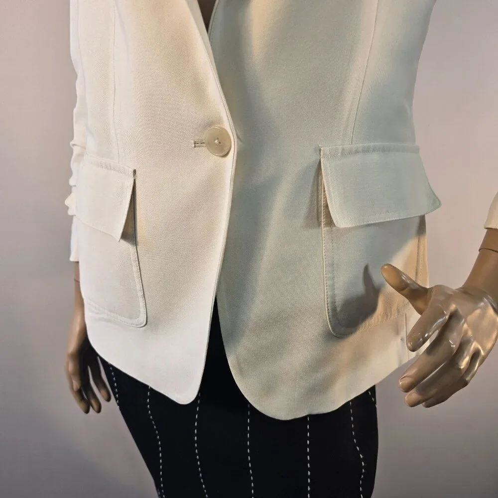 DKNY Donna Karan Rushed Sleeve One Button Blazer Size 2 Beige Color